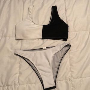 Black + white bikini